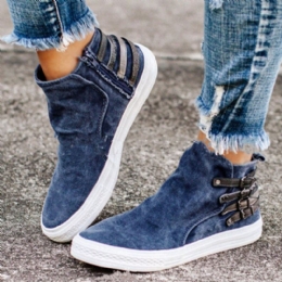 Grote Maat Dames Casual Platte Canvas Schoenen Met Gesp