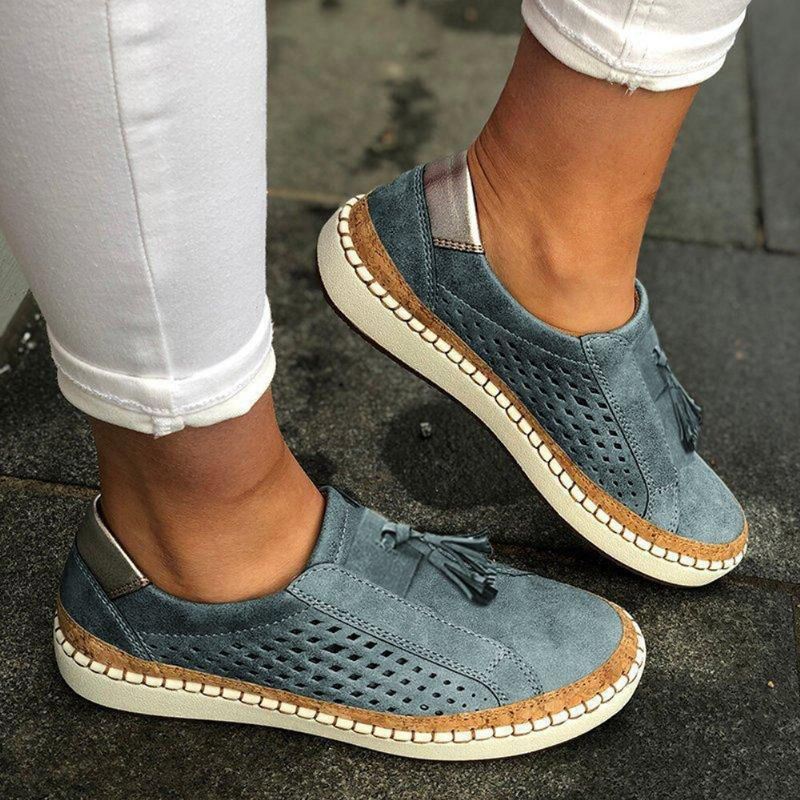 Grote Maat Dames Casual Uitgeholde Loafers Met Franjes