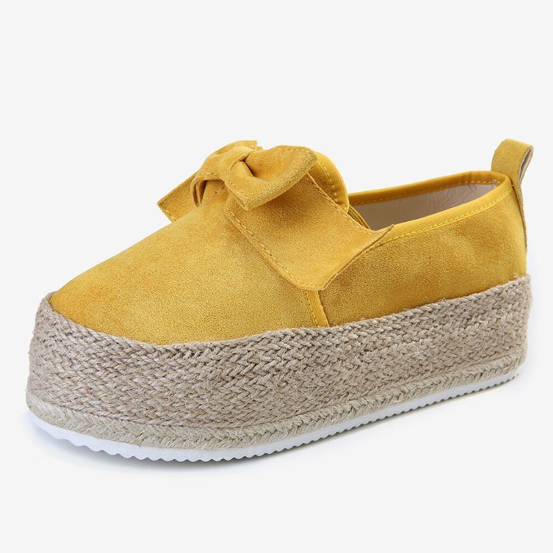 Grote Maat Dames Casual Vlinderknoop Stro Platform Loafers