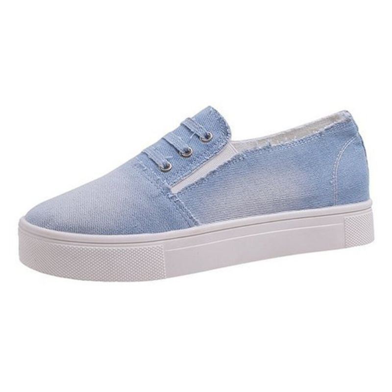 Grote Maat Dames Elastische Band Loafers Canvas Dames Flats