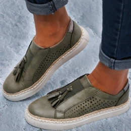 Grote Maat Dames Handgeweven Comfortabele Uitgeholde Franje Loafers