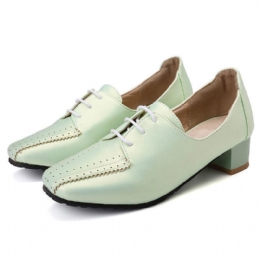 Grote Maat Dames Loafers Vierkante Hak Brogue Schoenen