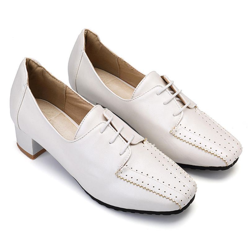 Grote Maat Dames Loafers Vierkante Hak Brogue Schoenen