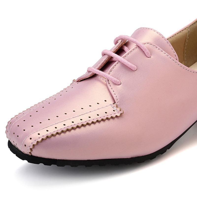 Grote Maat Dames Loafers Vierkante Hak Brogue Schoenen