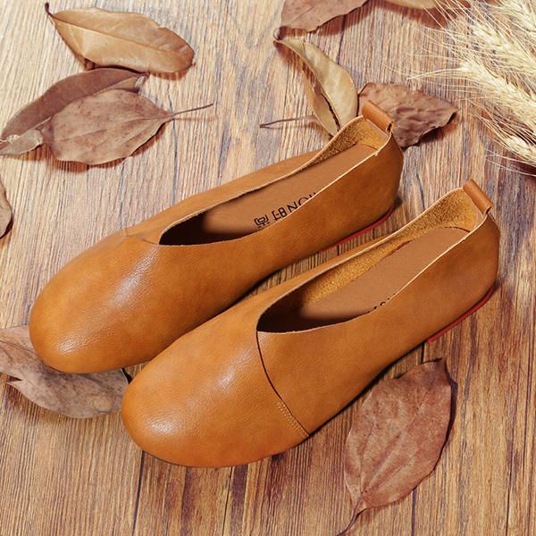 Grote Maat Pure Kleur Slip Op Vintage Casual Dames Platte Loafers