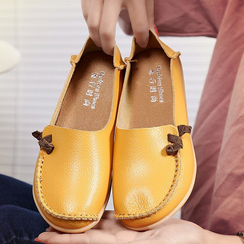 Grote Maat Zachte Leren Multi-way Platte Loafers Voor Dames