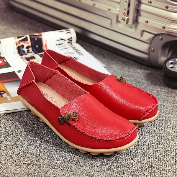 Grote Maat Zachte Leren Multi-way Platte Loafers Voor Dames