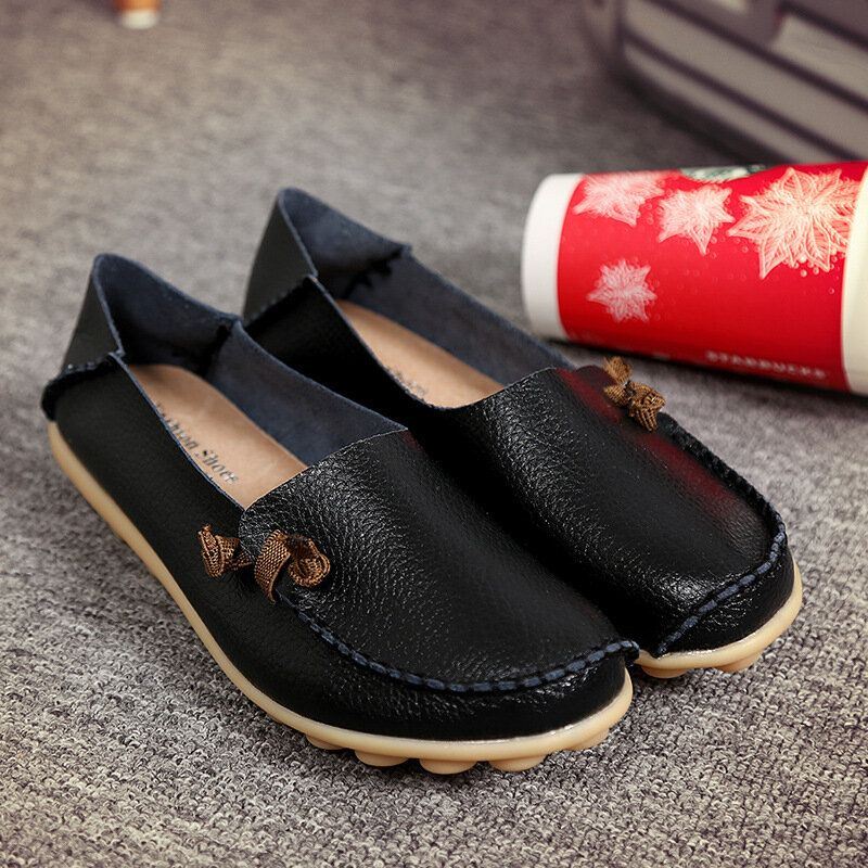 Grote Maat Zachte Leren Multi-way Platte Loafers Voor Dames