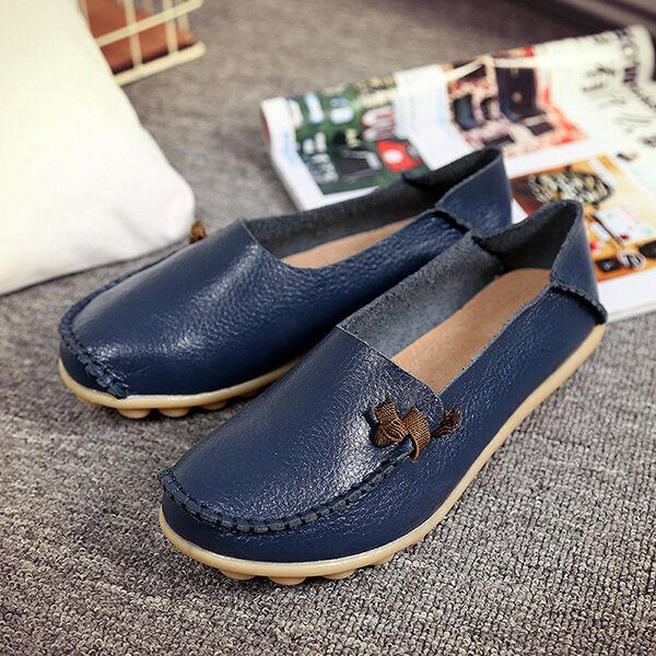 Grote Maat Zachte Leren Multi-way Platte Loafers Voor Dames