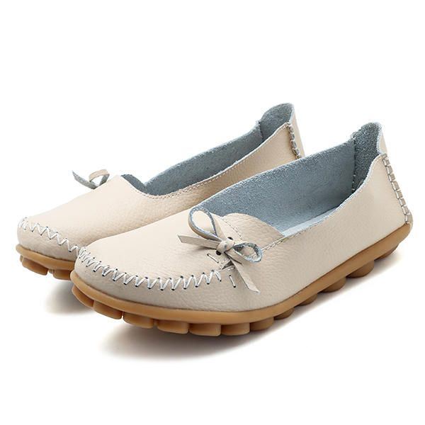 Grotere Maat Dames Casual Schoenen Lederen Comfortabele Platte Loafers