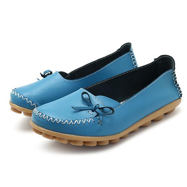 Grotere Maat Dames Casual Schoenen Lederen Comfortabele Platte Loafers