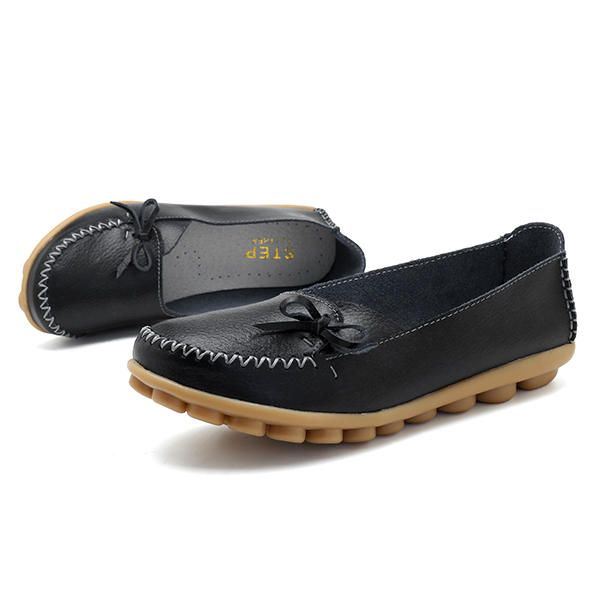 Grotere Maat Dames Casual Schoenen Lederen Comfortabele Platte Loafers