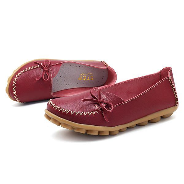 Grotere Maat Dames Casual Schoenen Lederen Comfortabele Platte Loafers