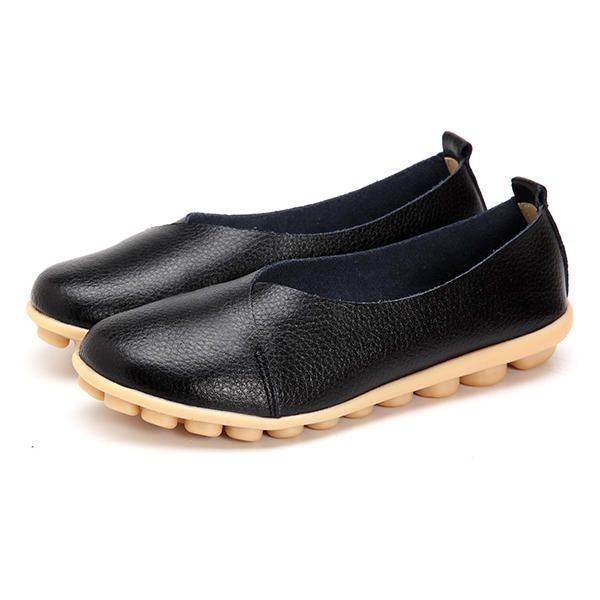 Grotere Maat Dames Zachte Zool Comfortabele Lederen Platte Loafers