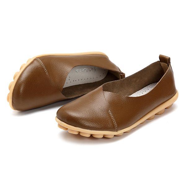 Grotere Maat Dames Zachte Zool Comfortabele Lederen Platte Loafers