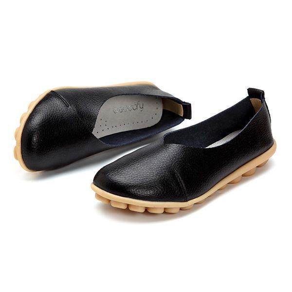 Grotere Maat Dames Zachte Zool Comfortabele Lederen Platte Loafers