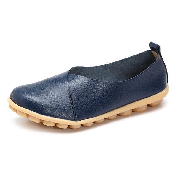 Grotere Maat Dames Zachte Zool Comfortabele Lederen Platte Loafers