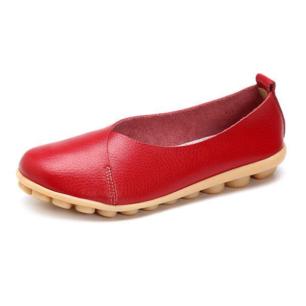 Grotere Maat Dames Zachte Zool Comfortabele Lederen Platte Loafers