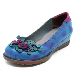 Handgemaakte Lederen Retro Casual Flats Loafers Voor Dames