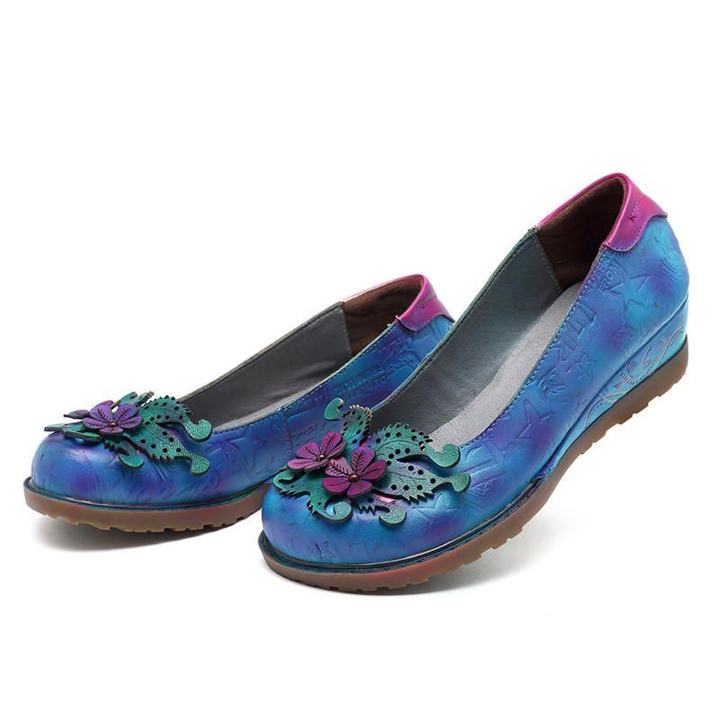 Handgemaakte Lederen Retro Casual Flats Loafers Voor Dames