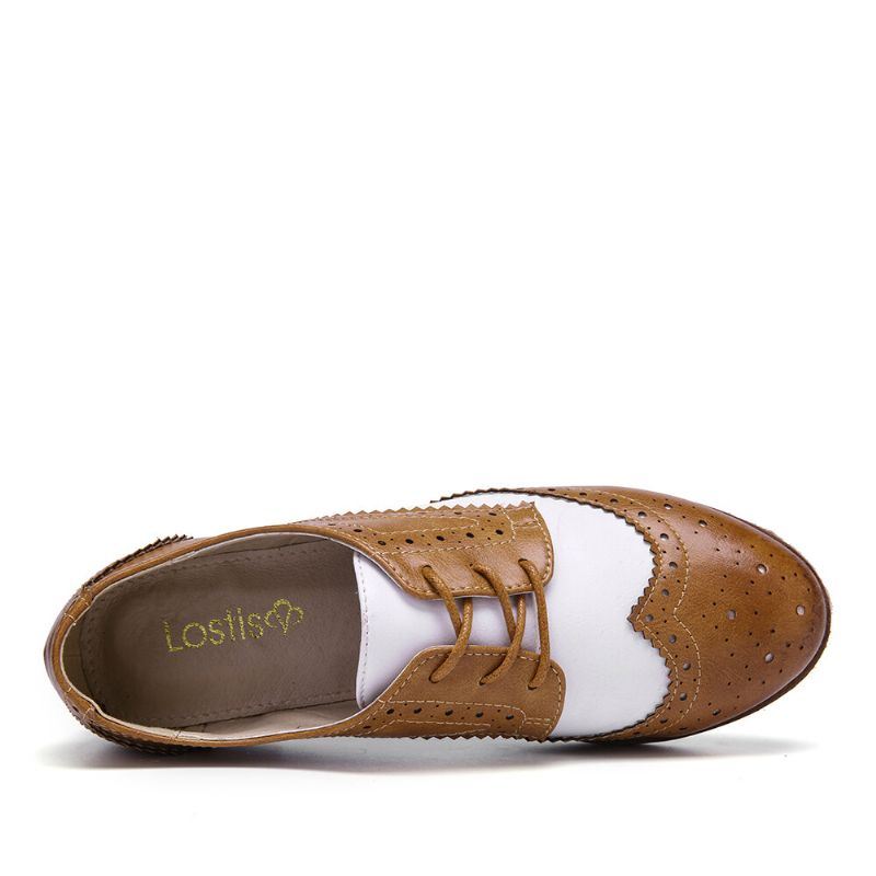 Kleurblok Lace Up Casual Dames Brogue Flats Schoenen