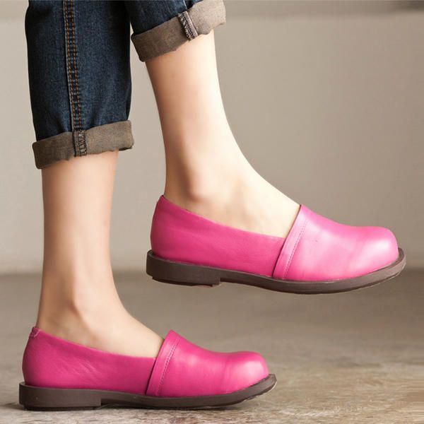 Leren Schoenen Dames Low Top Casual Outdoor Soft Slip On Flat Loafers