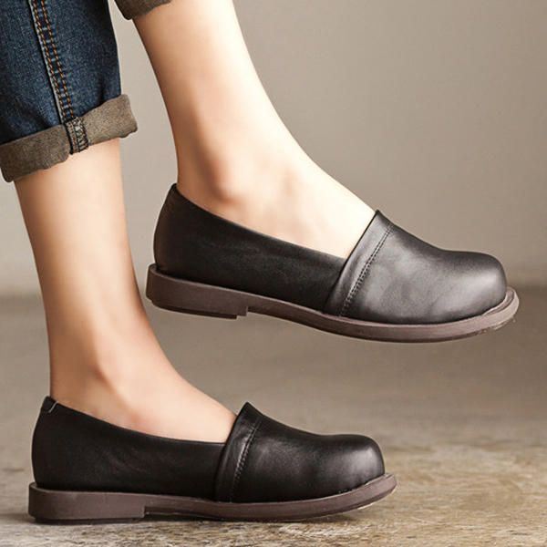 Leren Schoenen Dames Low Top Casual Outdoor Soft Slip On Flat Loafers