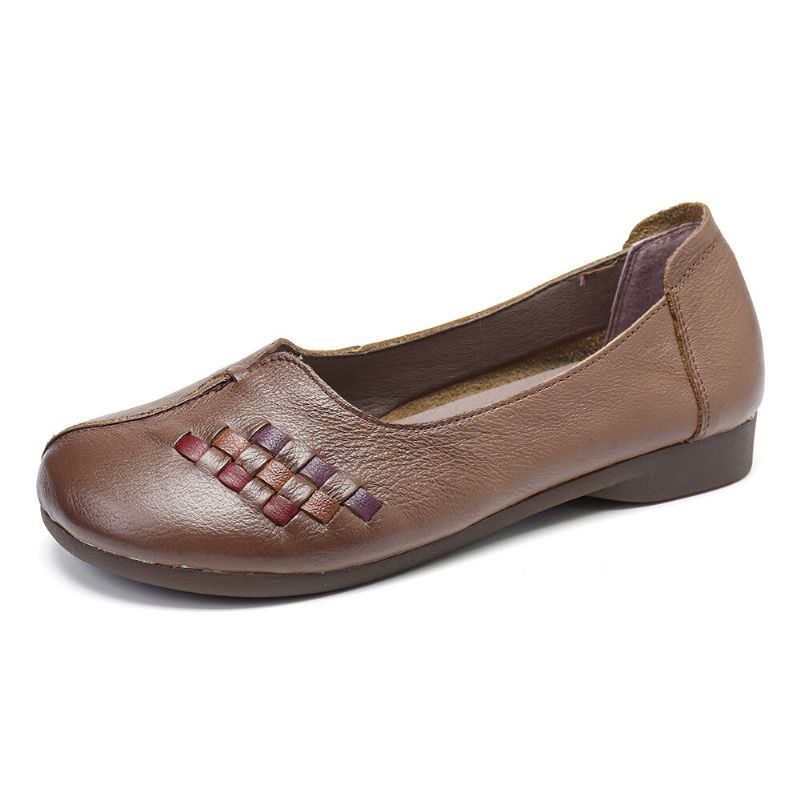 Leren Zachte Antislip Casual Platte Loafers Voor Dames