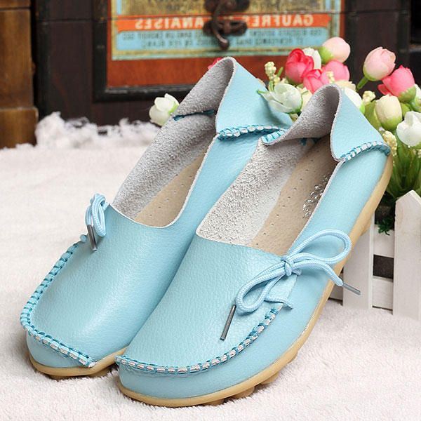 Nieuwe Dames Zachte Comfortabele Platte Loafers Ademende Casual Leren Flats Schoenen