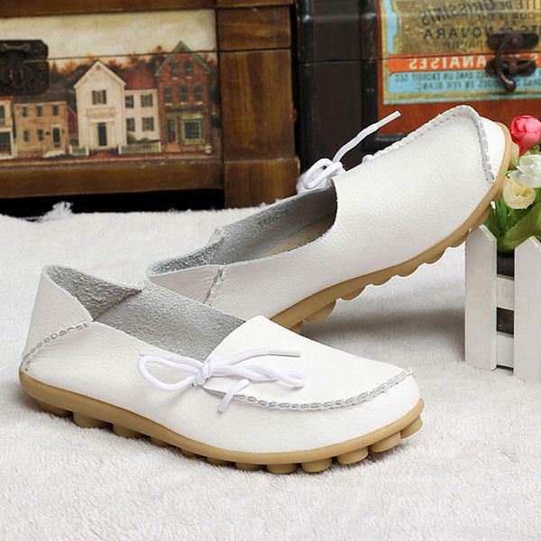 Nieuwe Dames Zachte Comfortabele Platte Loafers Ademende Casual Leren Flats Schoenen