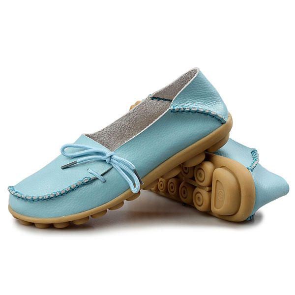 Nieuwe Dames Zachte Comfortabele Platte Loafers Ademende Casual Leren Flats Schoenen