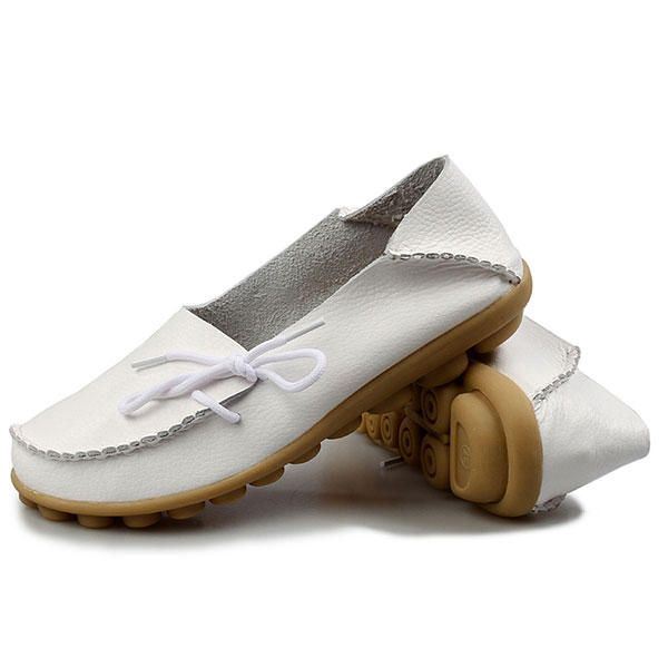 Nieuwe Dames Zachte Comfortabele Platte Loafers Ademende Casual Leren Flats Schoenen