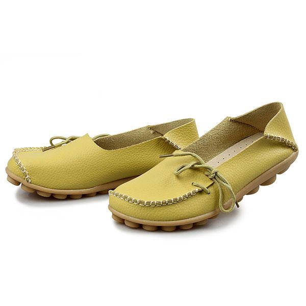 Nieuwe Dames Zachte Comfortabele Platte Loafers Ademende Casual Leren Flats Schoenen