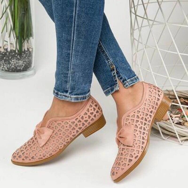 Plus Maat Dames Casual Vlinderknoop Holle Witte Loafers