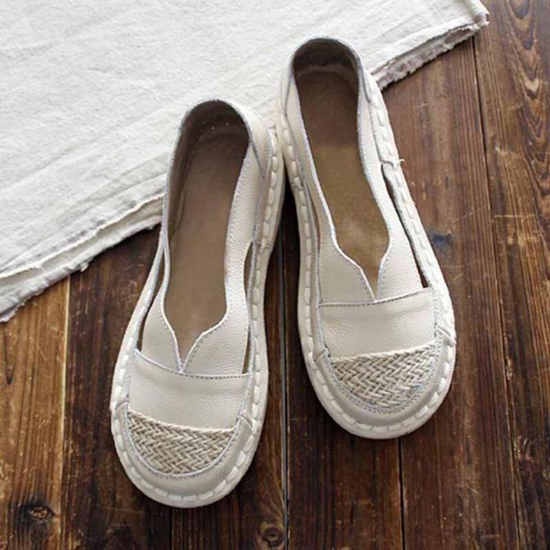 Plus Maat Dames Loafers Ronde Neus Casual Hollow Stiksels Slip-on Flats