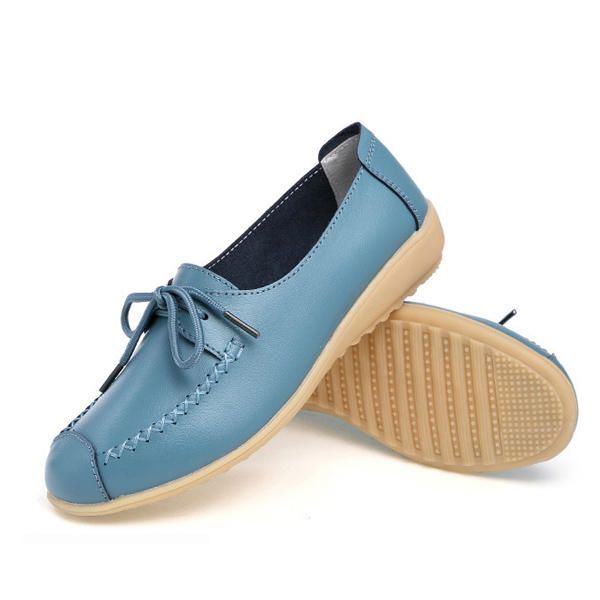 Pure Color Lace Up Soft Sole Casual Platte Schoenen Met Ronde Neus Voor Dames