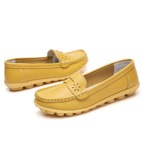 Us-maat Dames 5-13 Pure Kleur Zachte Zool Ronde Teen Slip Op Platte Loafers