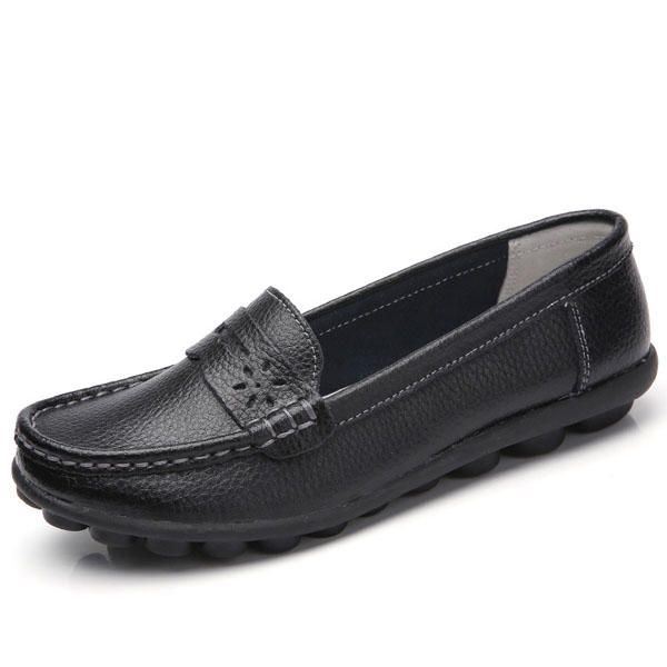 Us-maat Dames 5-13 Pure Kleur Zachte Zool Ronde Teen Slip Op Platte Loafers