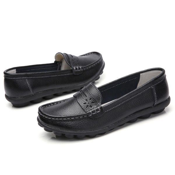 Us-maat Dames 5-13 Pure Kleur Zachte Zool Ronde Teen Slip Op Platte Loafers