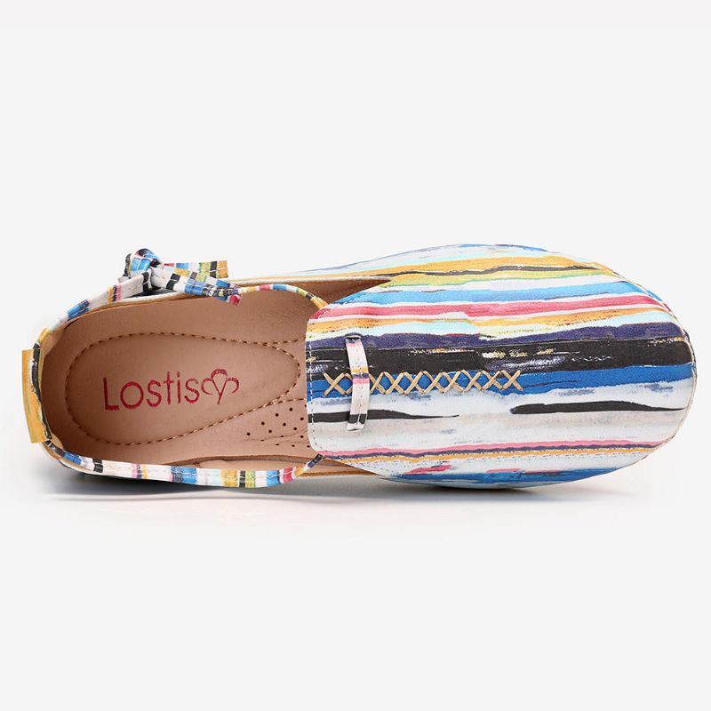 Veelkleurige Comfortabele Zachte Casual Loafers Met Veters Voor Dames