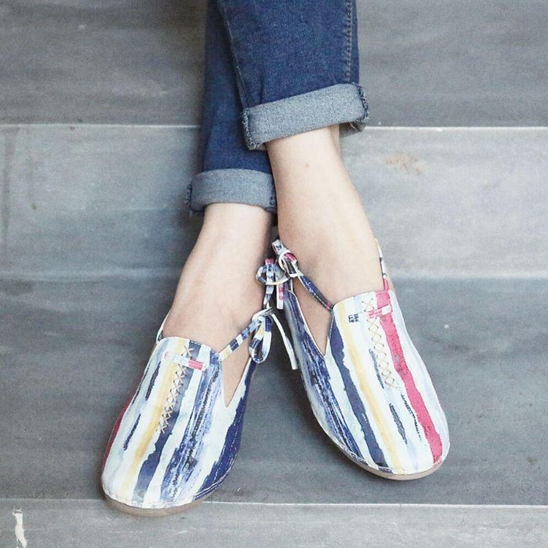 Veelkleurige Comfortabele Zachte Casual Loafers Met Veters Voor Dames