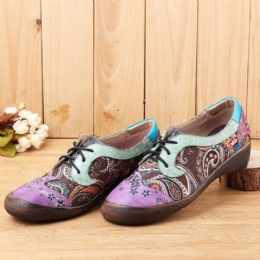 Vintage Groot Formaat Dames Die Casual Leren Flats Naaien