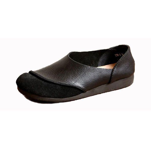 Zachte Lederen Slip-on Patroon Match Casual Platte Damesschoenen