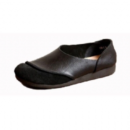 Zachte Lederen Slip-on Patroon Match Casual Platte Damesschoenen