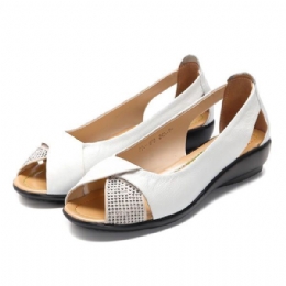 Zomer Casual Lederen Flats Vis Mond Schoenen Grote Maat Dames Schoenen