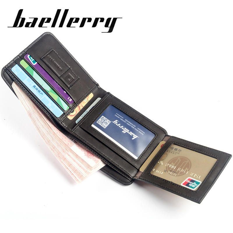 Baellerry Heren Multi-card Korte Portemonnee Mat Lederen Portemonnee