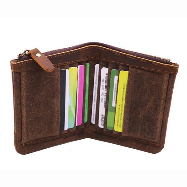 Canvas Vintage Portemonnee Bifold 8 Card Slot Portemonnee Voor Heren