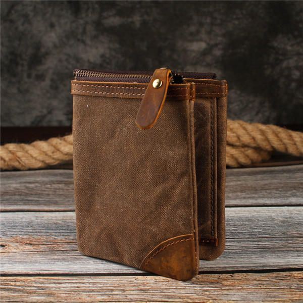 Canvas Vintage Portemonnee Bifold 8 Card Slot Portemonnee Voor Heren