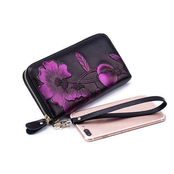 Dames Blocking Bohemian Floral Clutch Bag 8 Kaartsleuven Portemonnee Lange Portemonnee