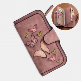 Dames Butterfly Four Fold Portemonnee Portemonnee 14 Kaartsleuf 5.5 Inch Telefoontas